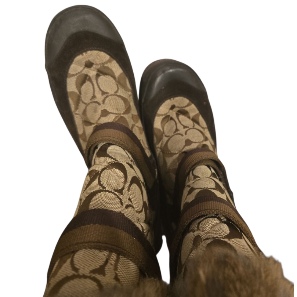 Coach Tan and Brown Signature Winter Boots - Picture 7 of 12